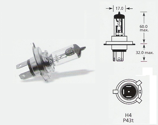 6 volt 60/55w H4 Halogen